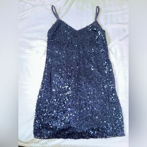 Sparkly Midnight Blue Sequin Mini Dress